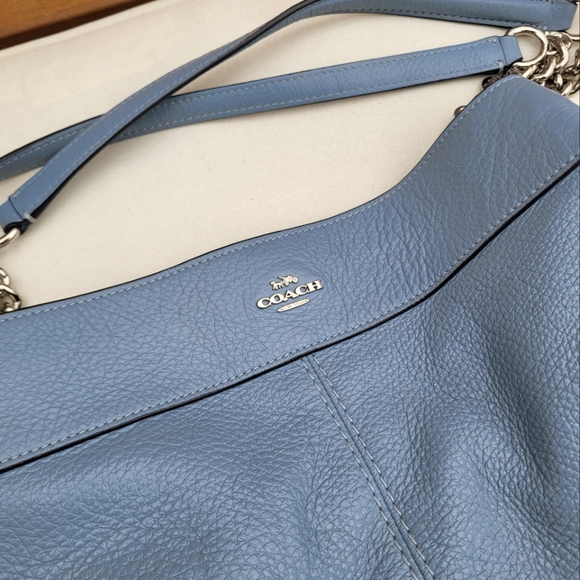 COACH Lexy Silver Chain Shoulder Bag Purse in Blue Cornflower F27594 - Picture 6 of 15